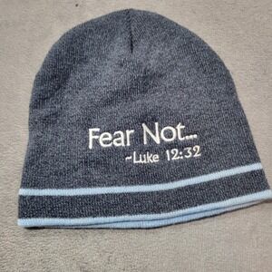 HitWear Beanie Men OS Gray Fear Not Luke 12:32 Scripture Knit Striped Skull Cap